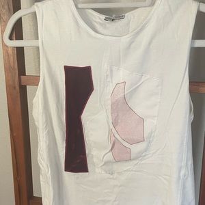 Red & White Geometric Tank Top